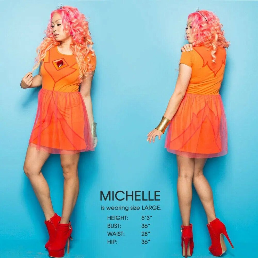 2XL | Adventure Time Flame Princess Fire Women's Orange Short Mini Dress